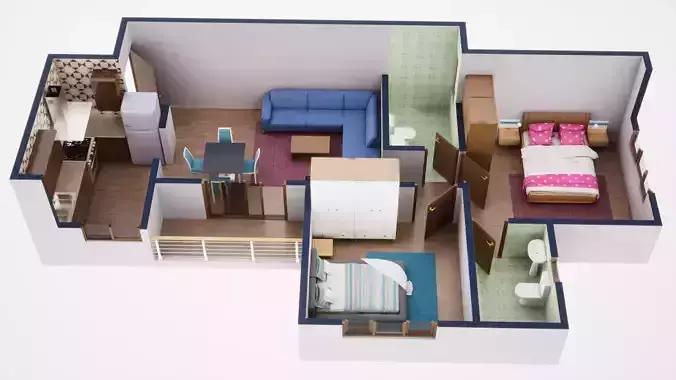3D Floor Plan Model 36