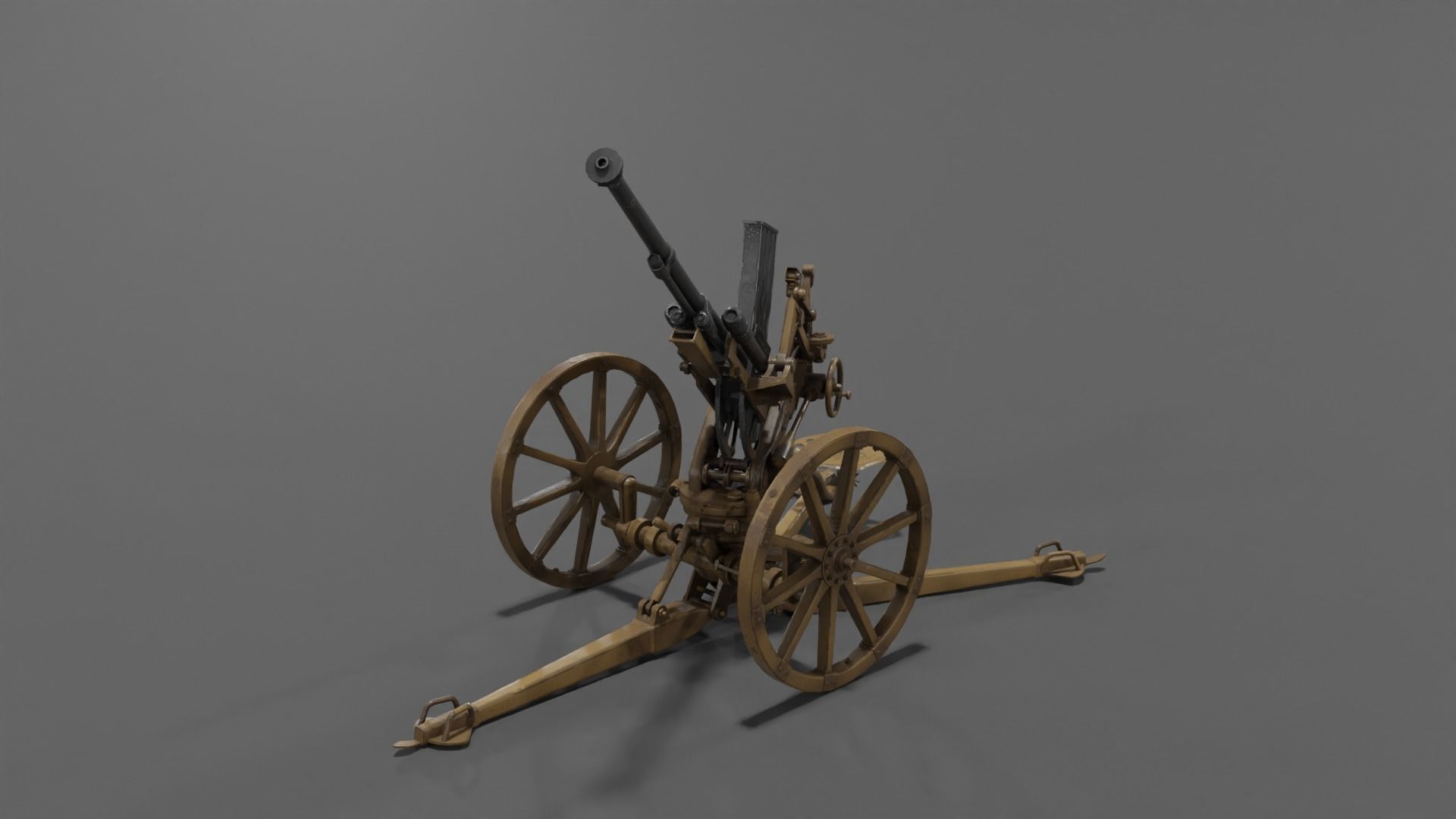 Type 98 20 mm anti-aircraft machine cannon Low-poly 3D model_3