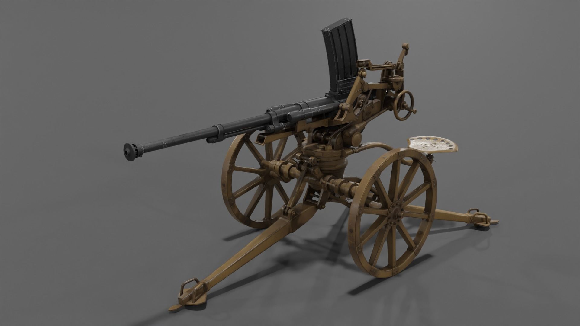 Type 98 20 mm anti-aircraft machine cannon Low-poly 3D model_2
