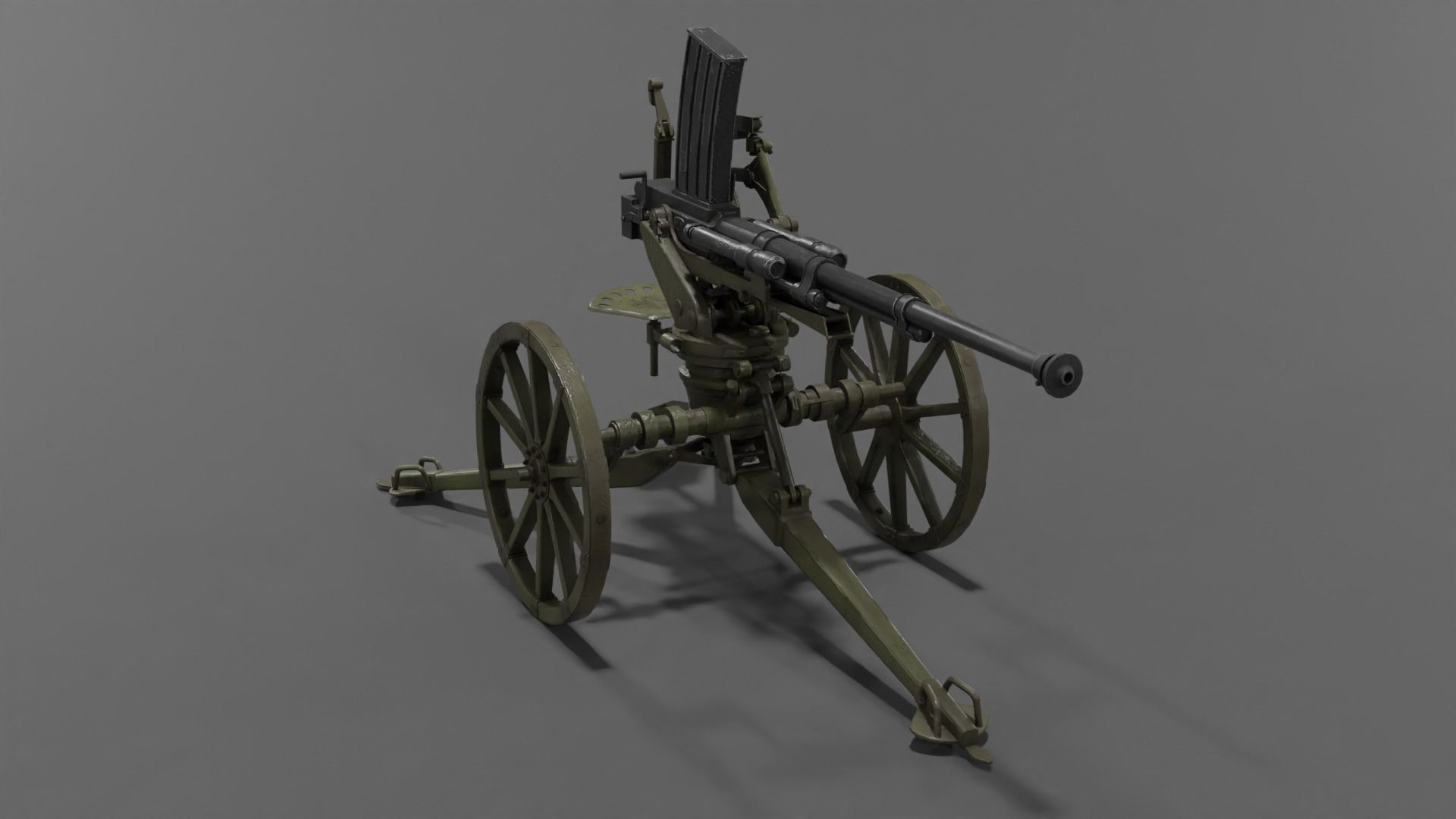 Type 98 20 mm anti-aircraft machine cannon Low-poly 3D model_19