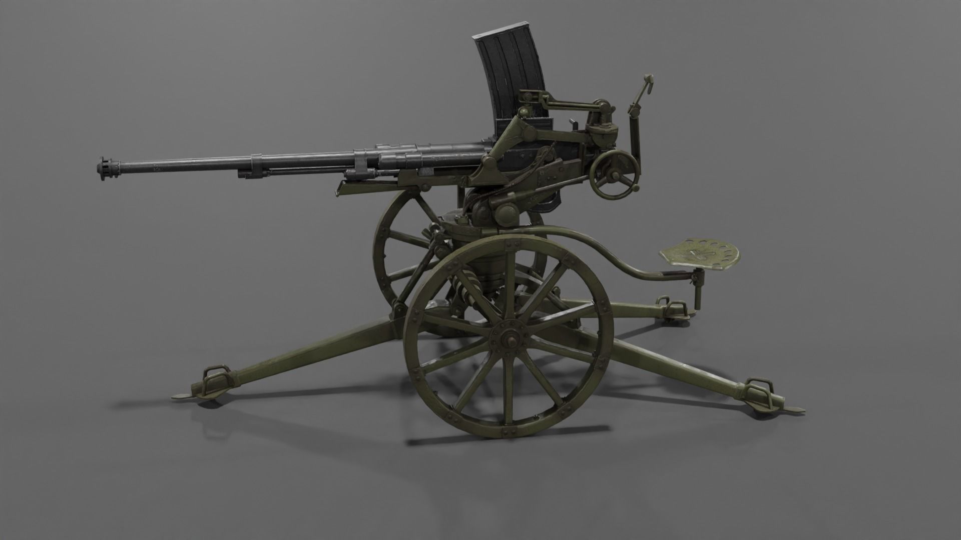 Type 98 20 mm anti-aircraft machine cannon Low-poly 3D model_12