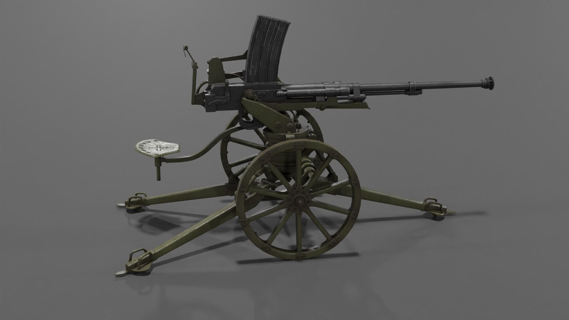 Type 98 20 mm anti-aircraft machine cannon Low-poly 3D model_17