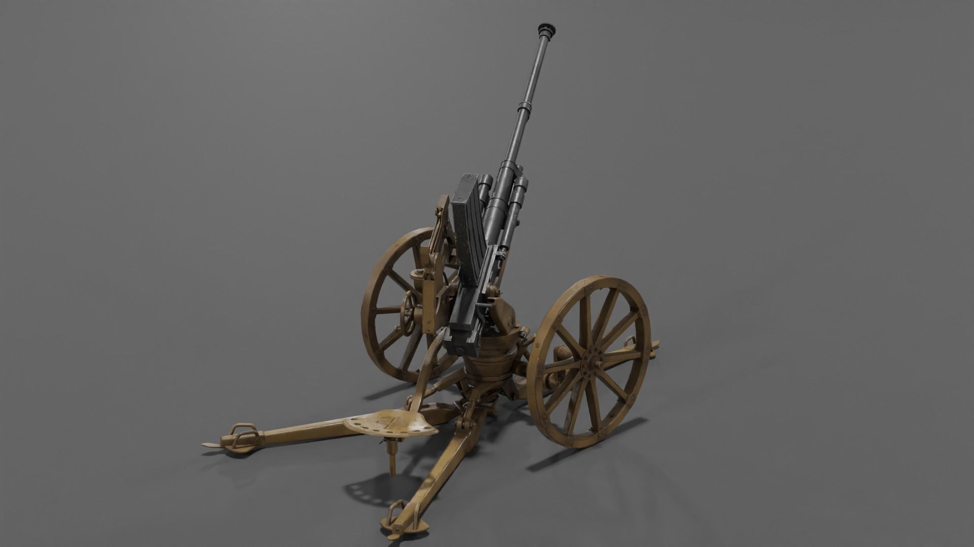 Type 98 20 mm anti-aircraft machine cannon Low-poly 3D model_5