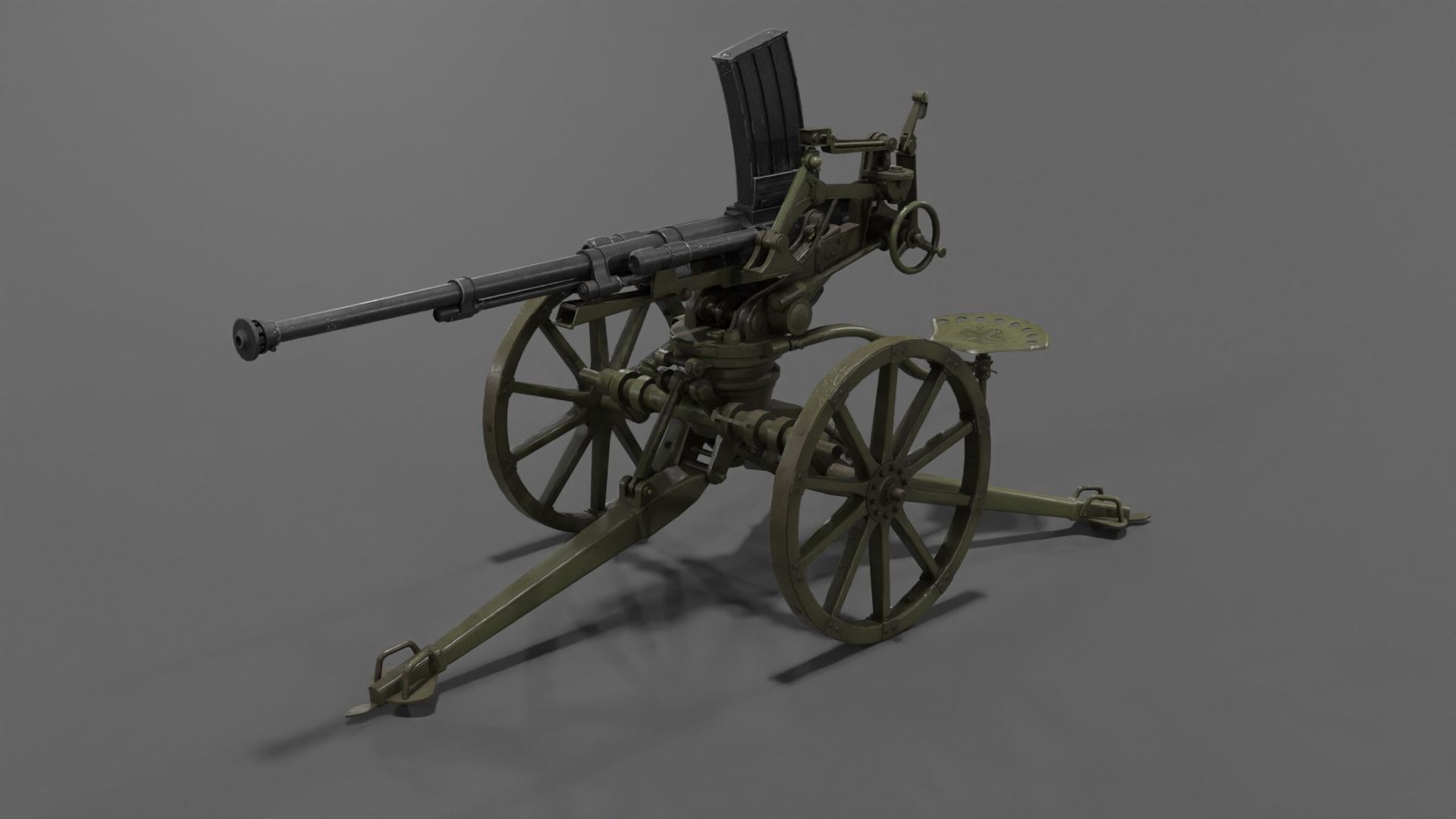 Type 98 20 mm anti-aircraft machine cannon Low-poly 3D model_11