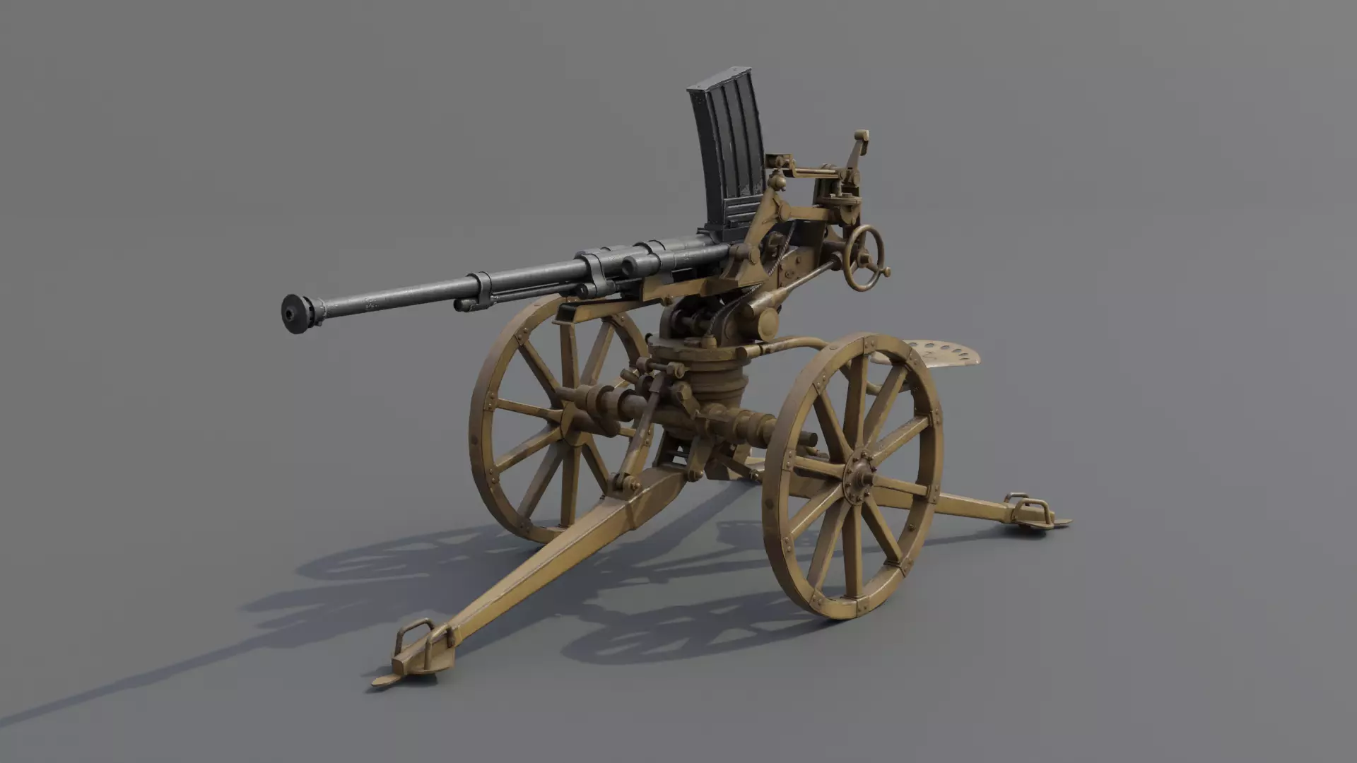 Type 98 20 mm anti-aircraft machine cannon Low-poly 3D model_0