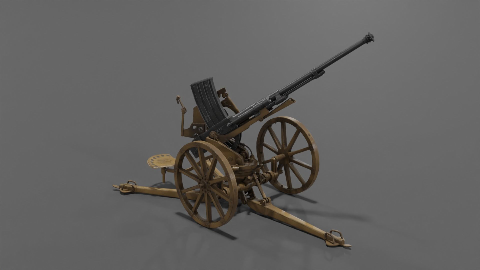 Type 98 20 mm anti-aircraft machine cannon Low-poly 3D model_6