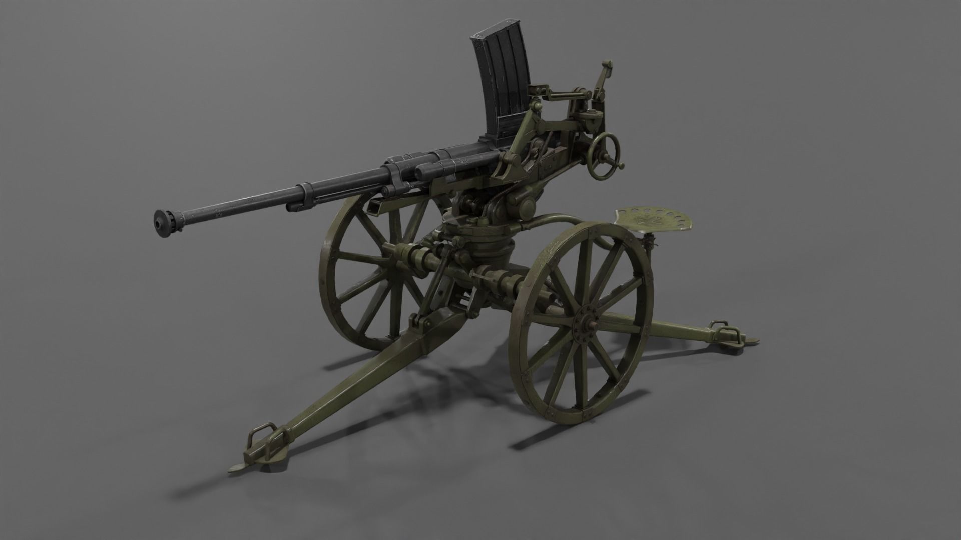 Type 98 20 mm anti-aircraft machine cannon Low-poly 3D model_21