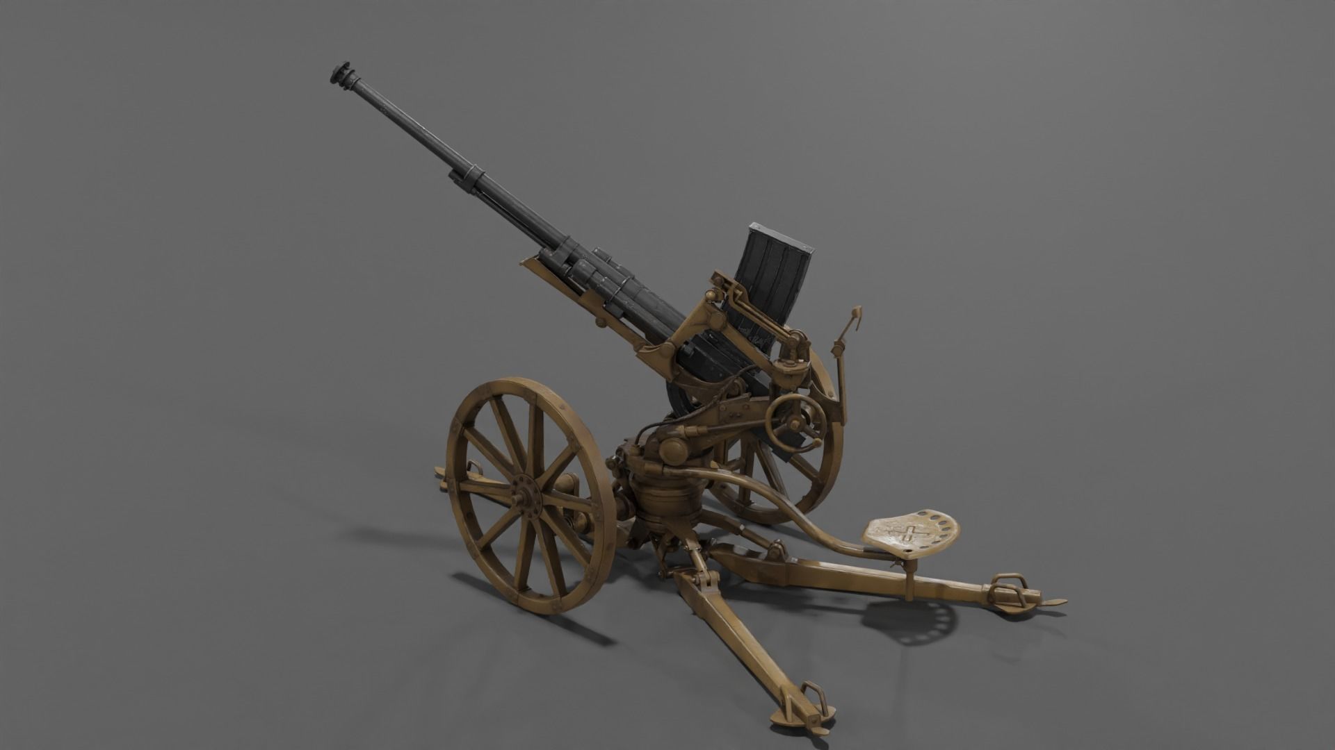 Type 98 20 mm anti-aircraft machine cannon Low-poly 3D model_4