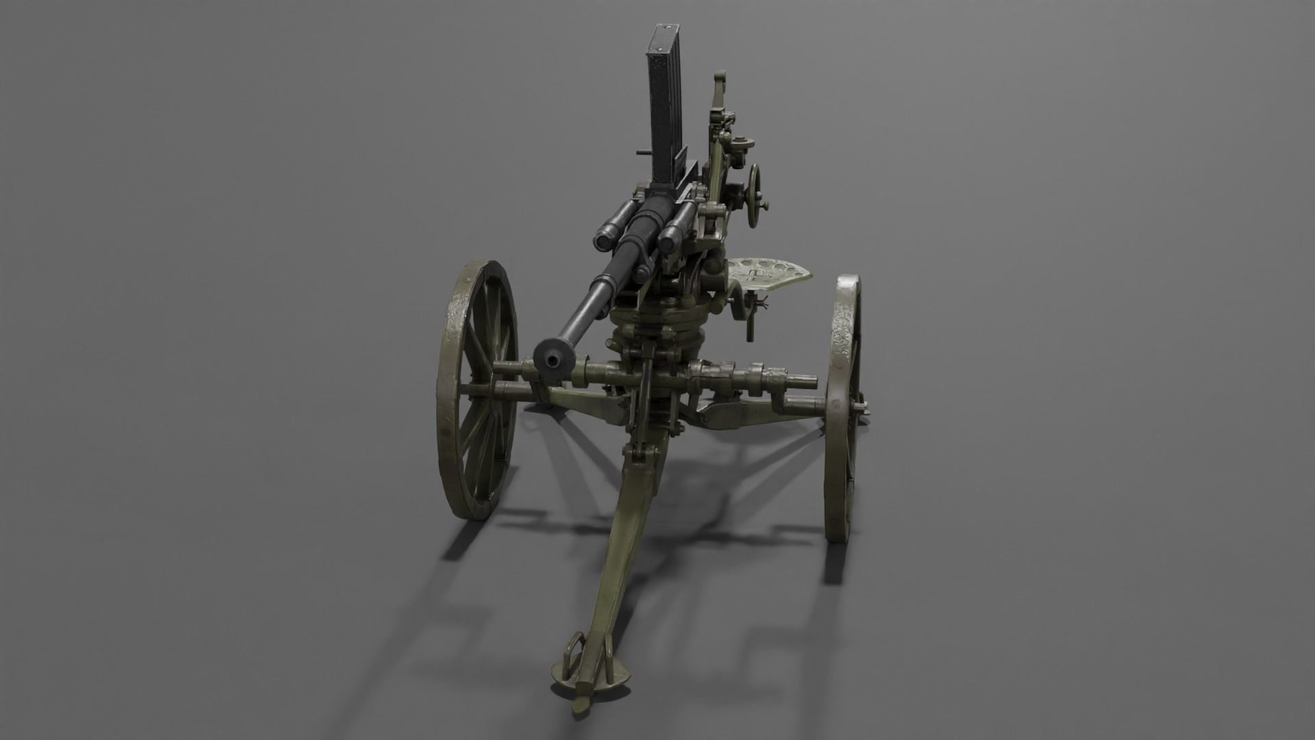 Type 98 20 mm anti-aircraft machine cannon Low-poly 3D model_20