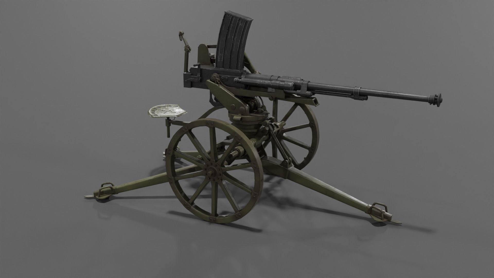 Type 98 20 mm anti-aircraft machine cannon Low-poly 3D model_18