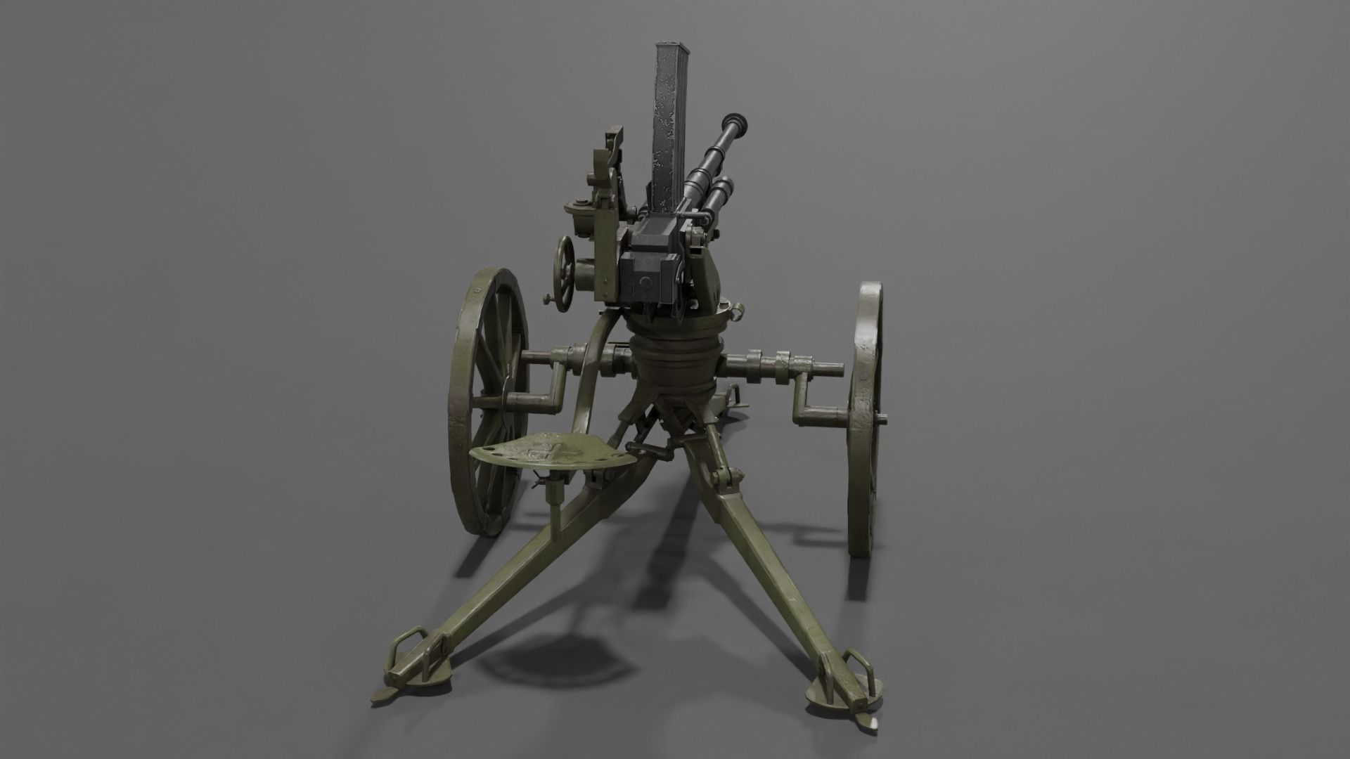 Type 98 20 mm anti-aircraft machine cannon Low-poly 3D model_15