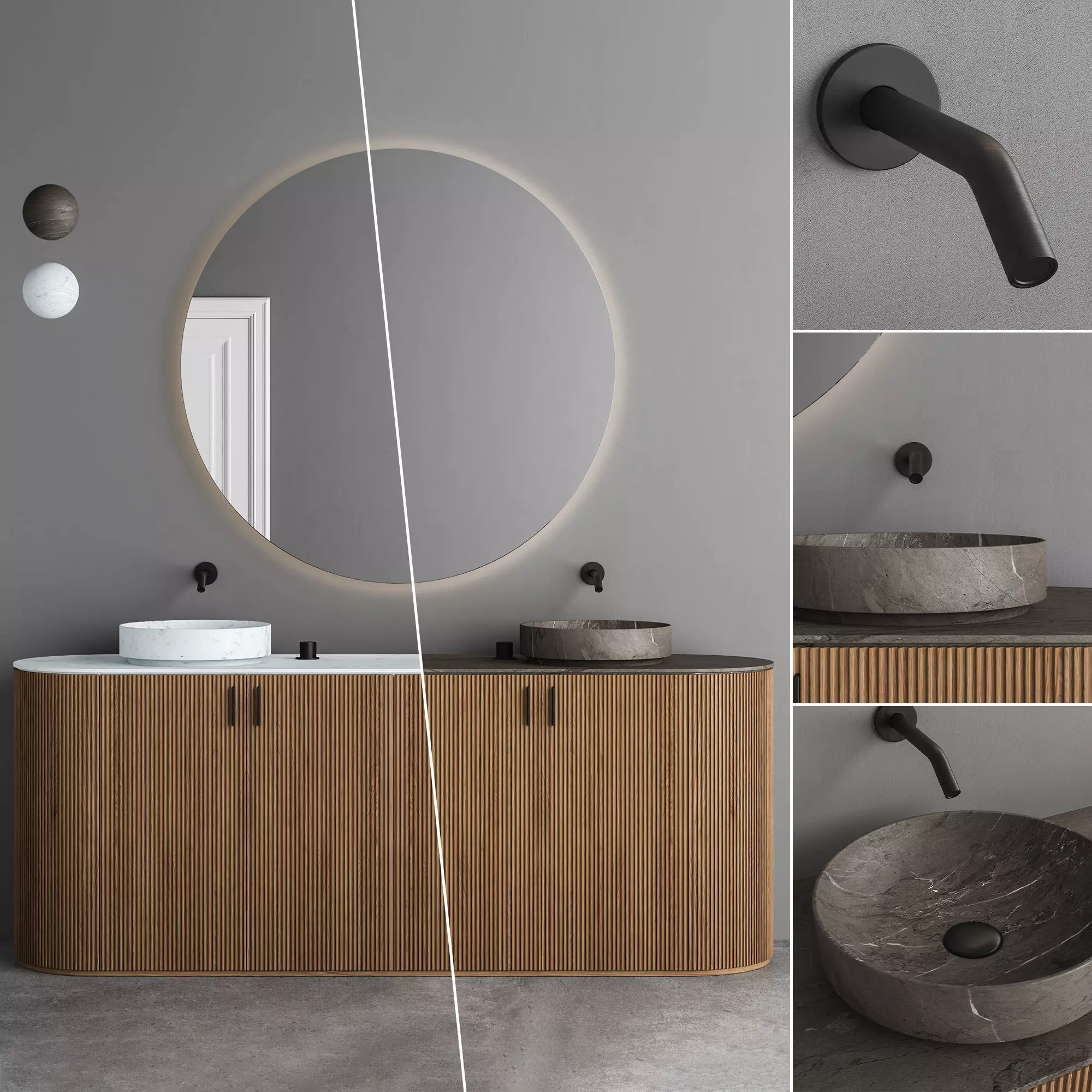 Inbani Grate Round Furniture Unit Set 1 3D model