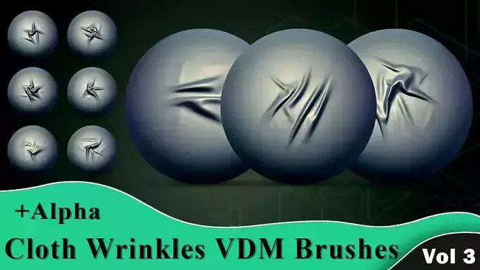 Cloth Wrinkles VDM Brushes and Alpha Vol 3