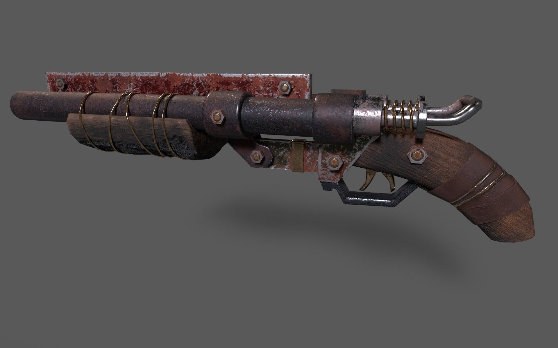 Double barrel shotgun for zombie games  Low-poly 3D model_3