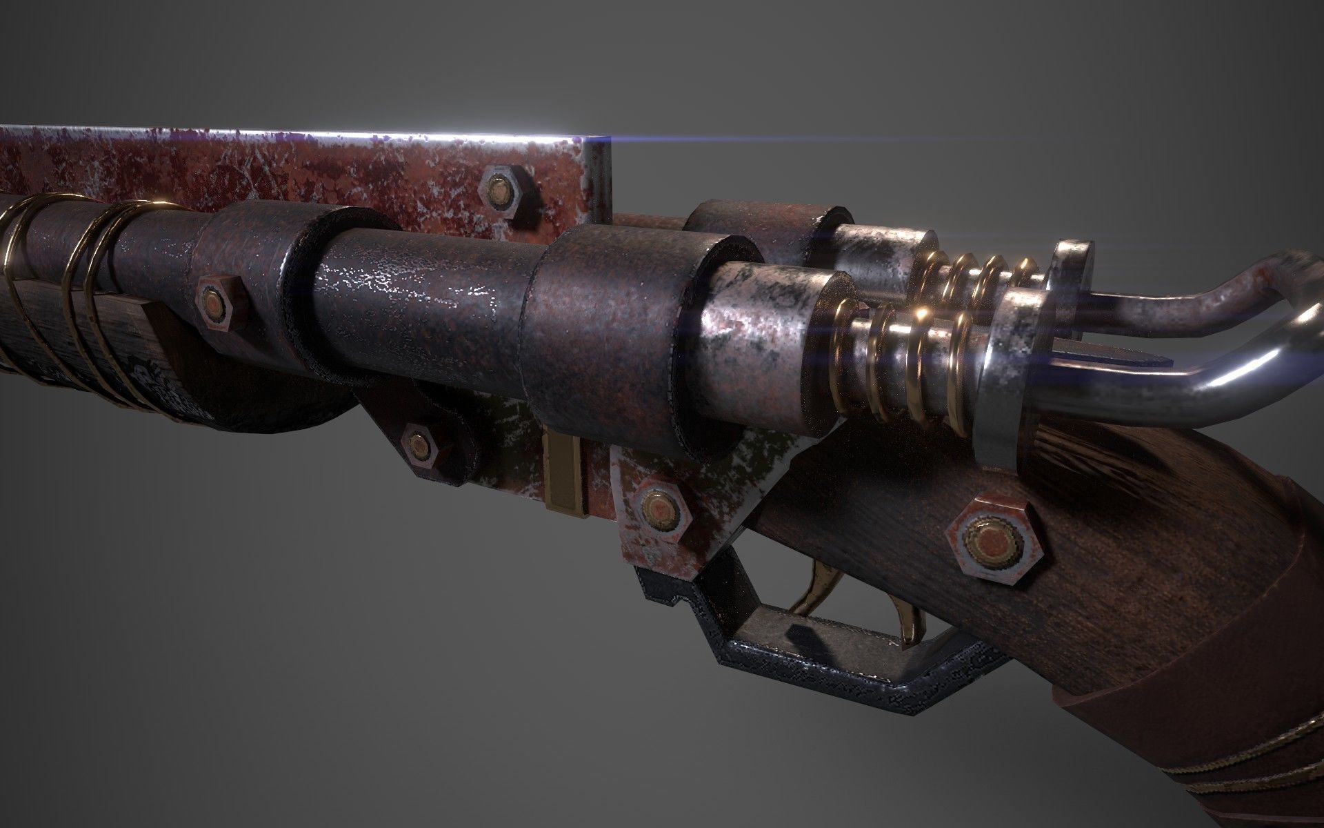 Double barrel shotgun for zombie games  Low-poly 3D model_5