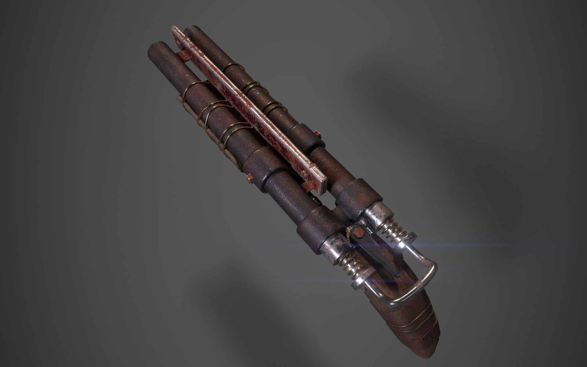 Double barrel shotgun for zombie games  Low-poly 3D model_4