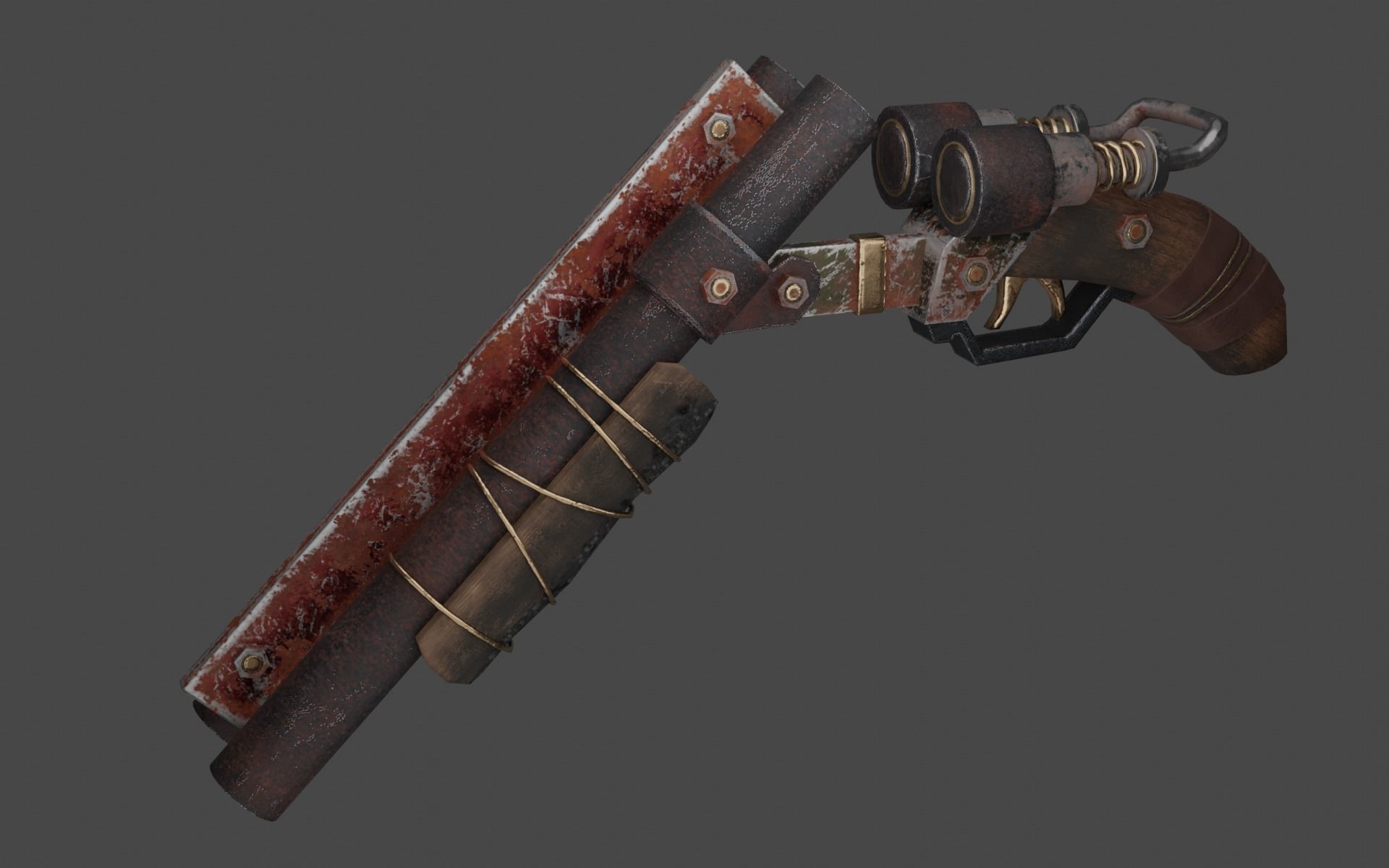 Double barrel shotgun for zombie games  Low-poly 3D model_6