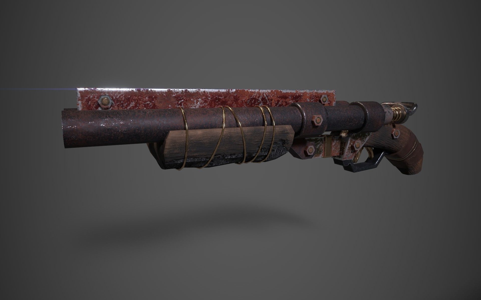 Double barrel shotgun for zombie games  Low-poly 3D model_2