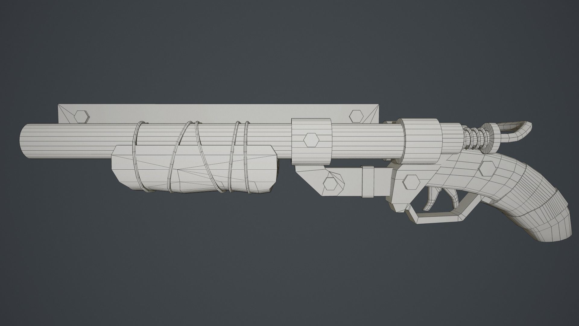 Double barrel shotgun for zombie games  Low-poly 3D model_8