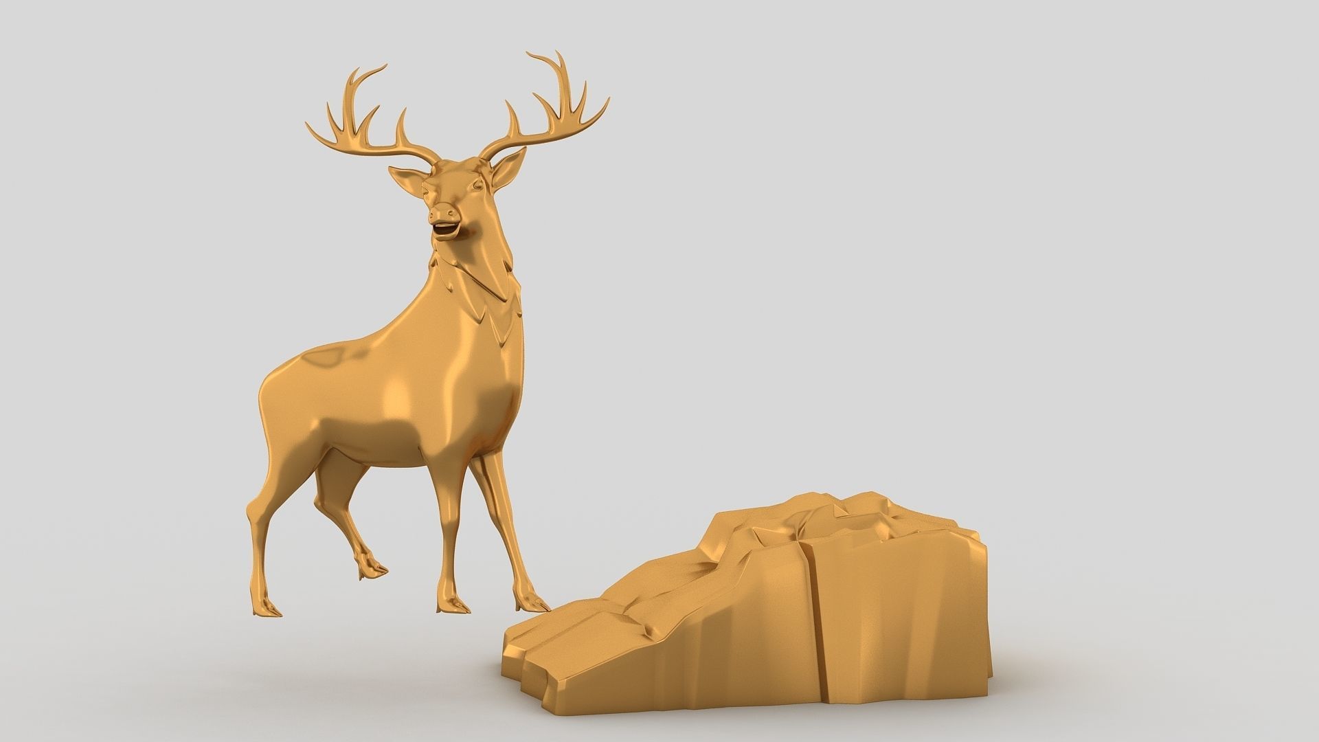 Reindeer gold deer 3D print model_13