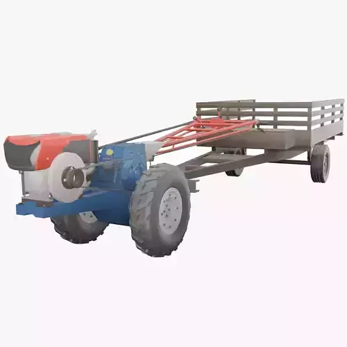 Low-poly local thailand tractor model