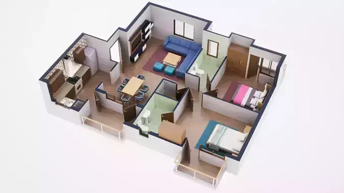 3D Floor Plan Model 37