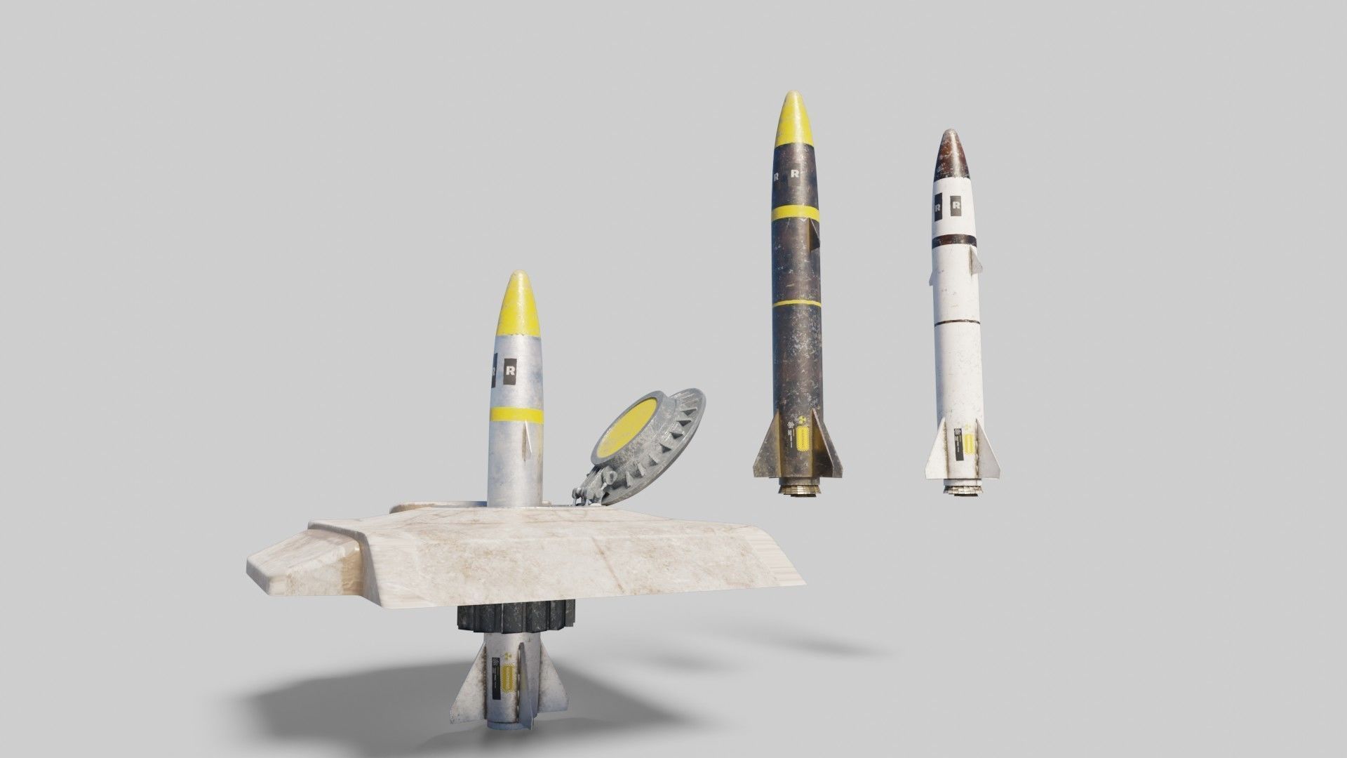 Missile with 2k pbr textures 3 variation Low-poly 3D model_9