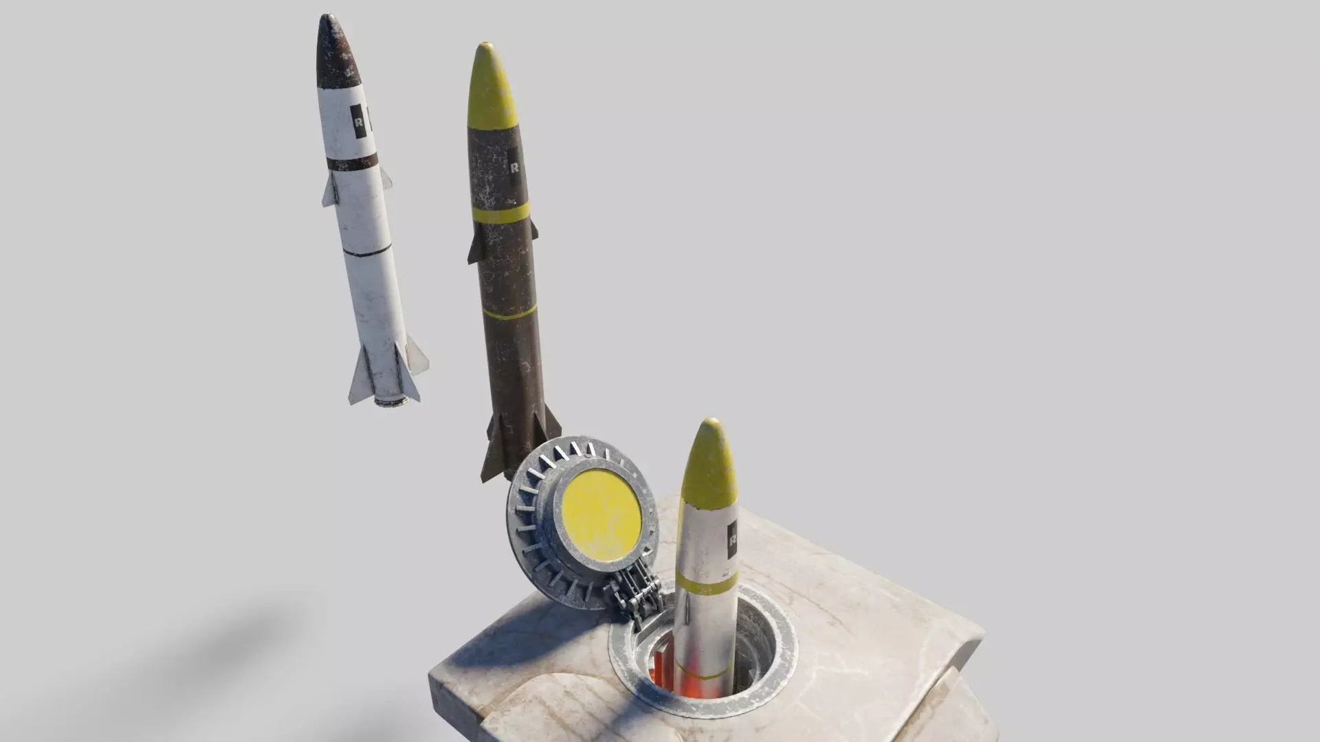 Missile with 2k pbr textures 3 variation Low-poly 3D model_0