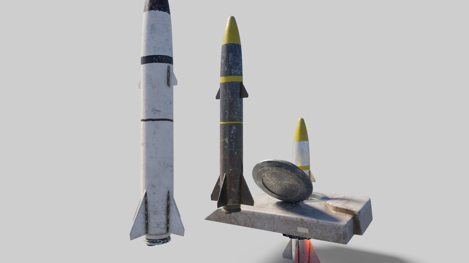 Missile with 2k pbr textures 3 variation Low-poly 3D model_2