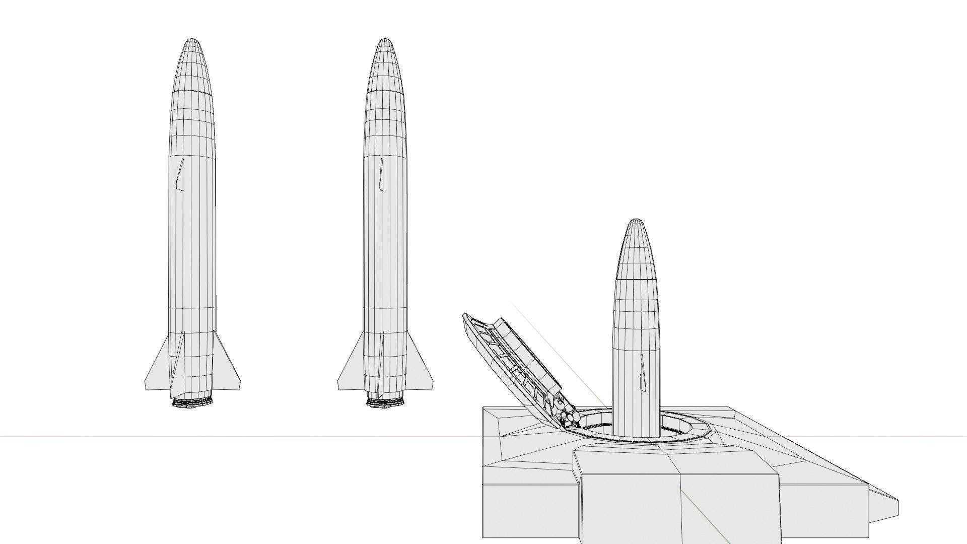 Missile with 2k pbr textures 3 variation Low-poly 3D model_10