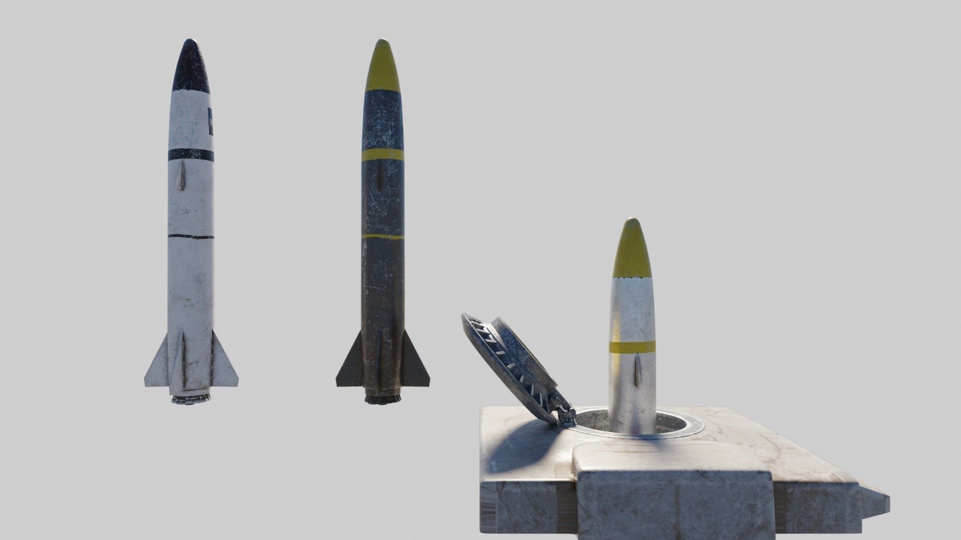 Missile with 2k pbr textures 3 variation Low-poly 3D model_1