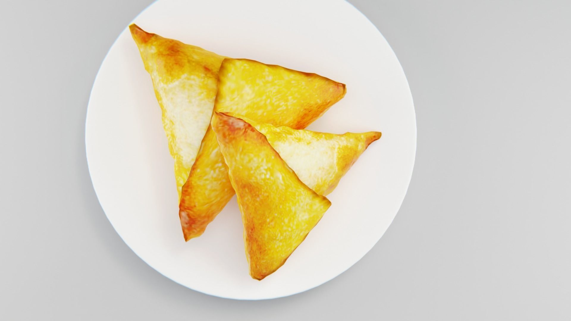 SAMOSA fried triangles on plate Low-poly 3D model_6
