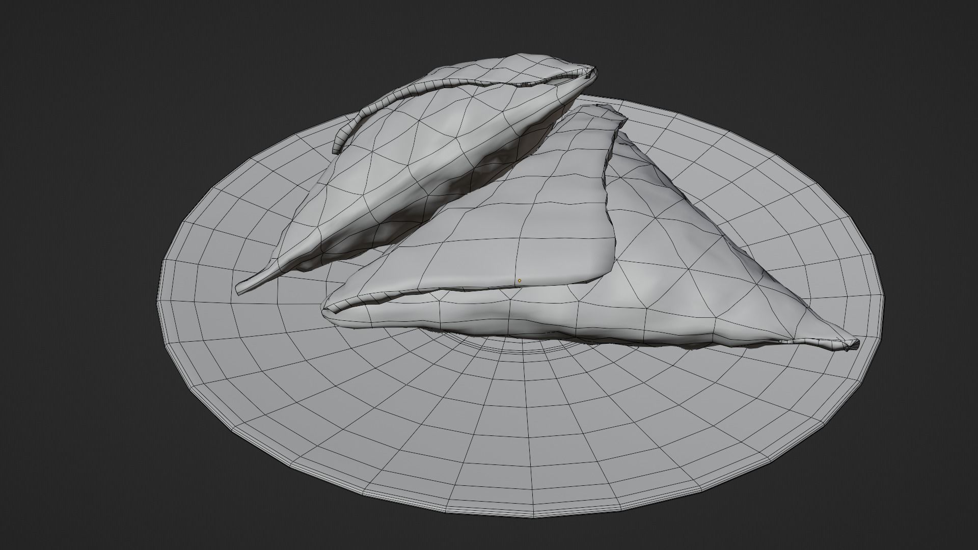 SAMOSA fried triangles on plate Low-poly 3D model_12