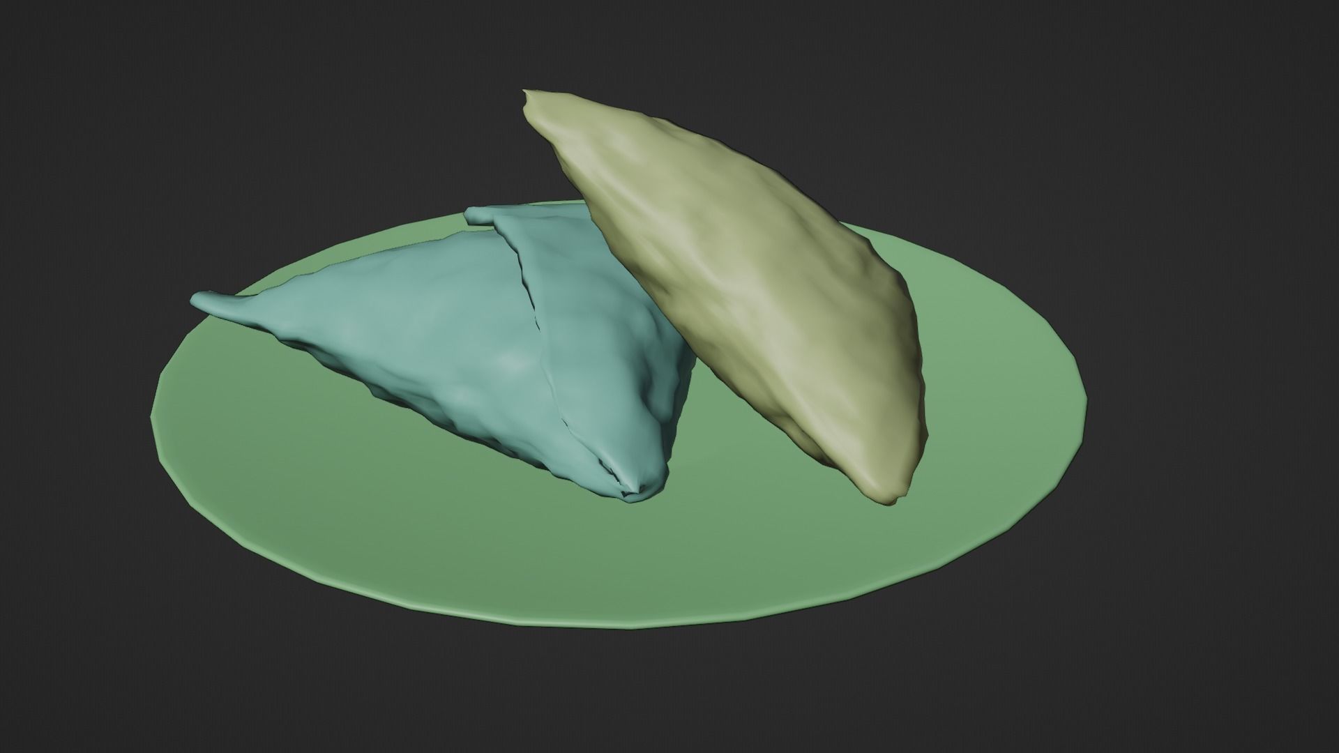 SAMOSA fried triangles on plate Low-poly 3D model_9