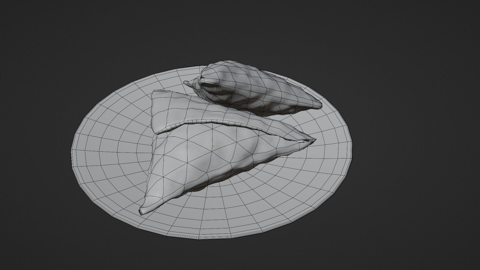 SAMOSA fried triangles on plate Low-poly 3D model_14