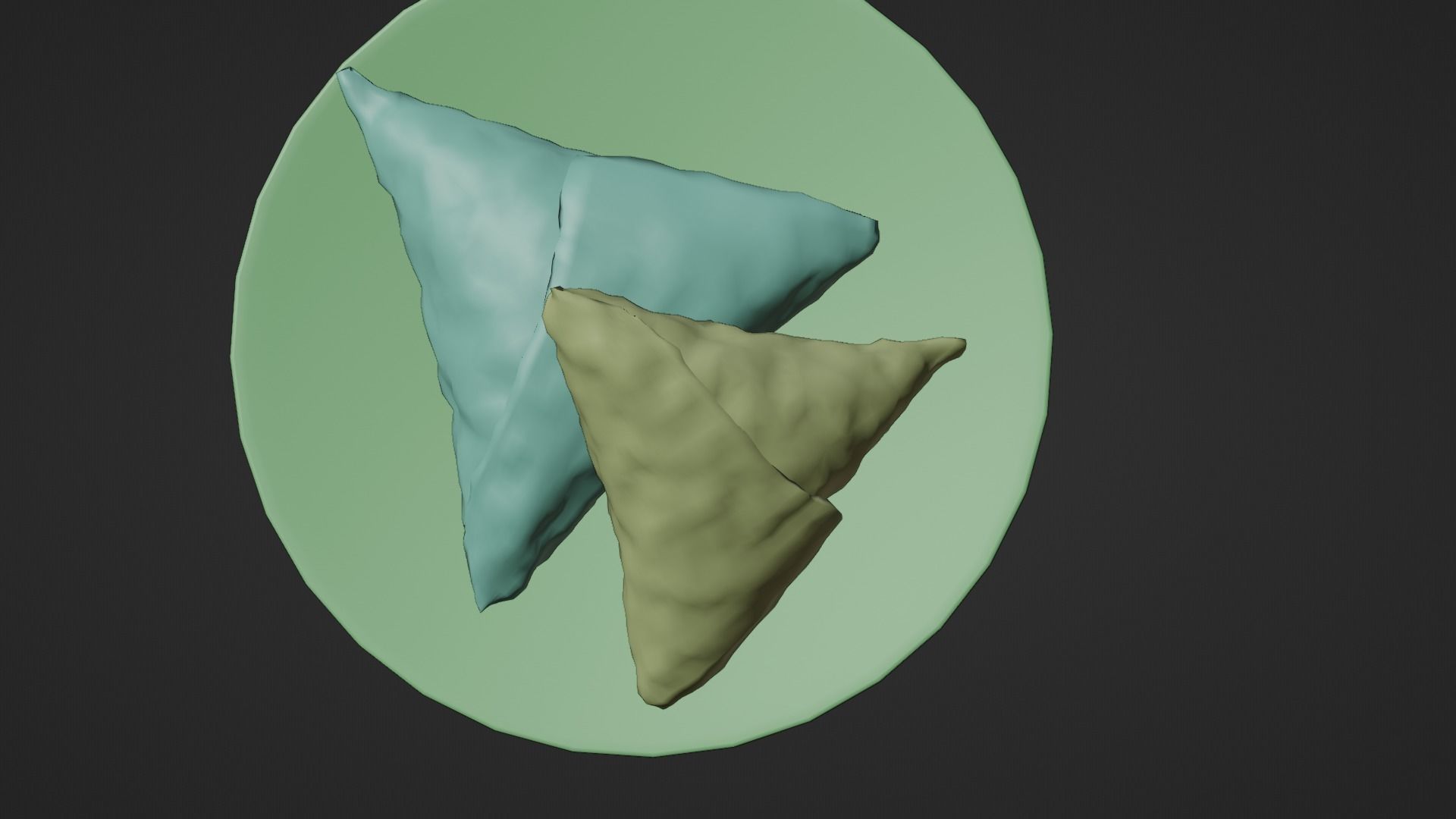 SAMOSA fried triangles on plate Low-poly 3D model_10
