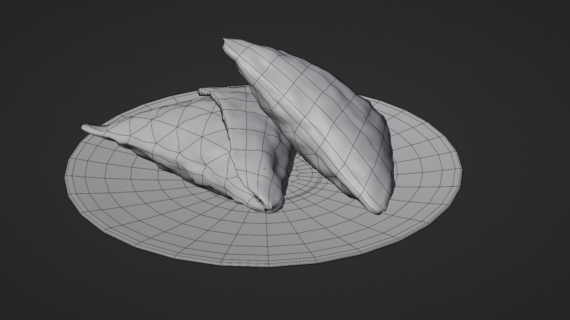 SAMOSA fried triangles on plate Low-poly 3D model_15