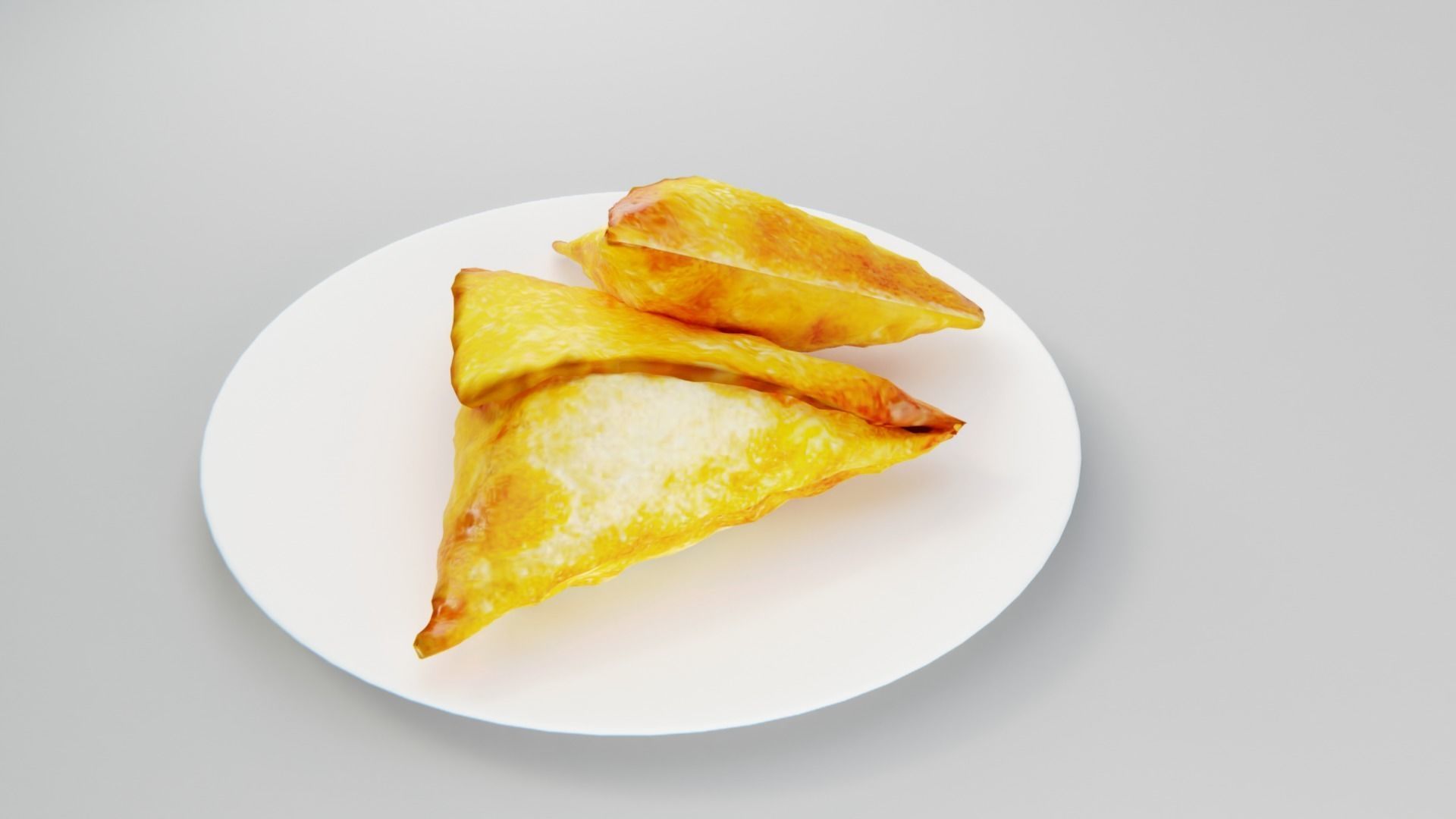SAMOSA fried triangles on plate Low-poly 3D model_4