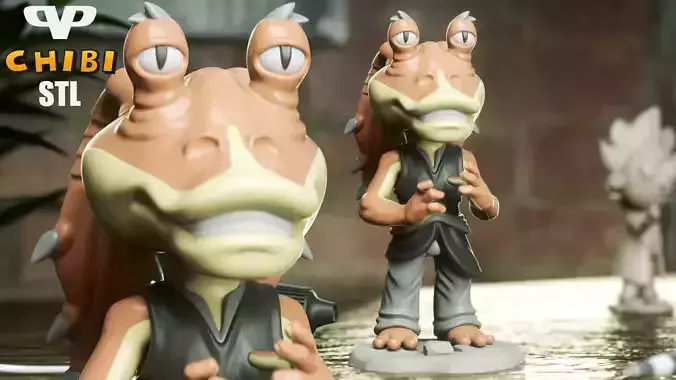 Jar Jar Binks Chibi STL for 3D Printing ChibiSTL 3DXM