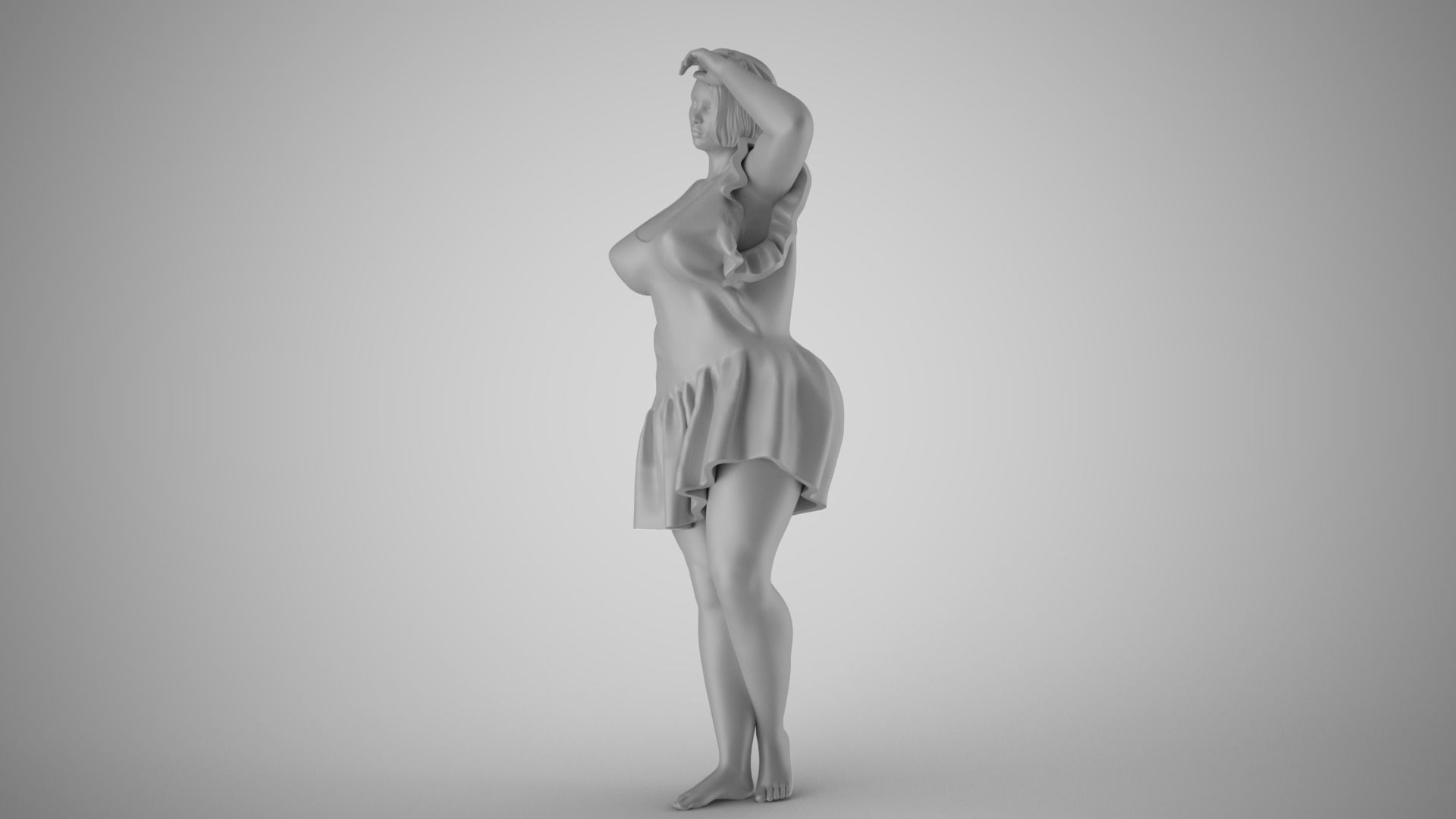 Fatigue 2 woman in dress 3D print model_1