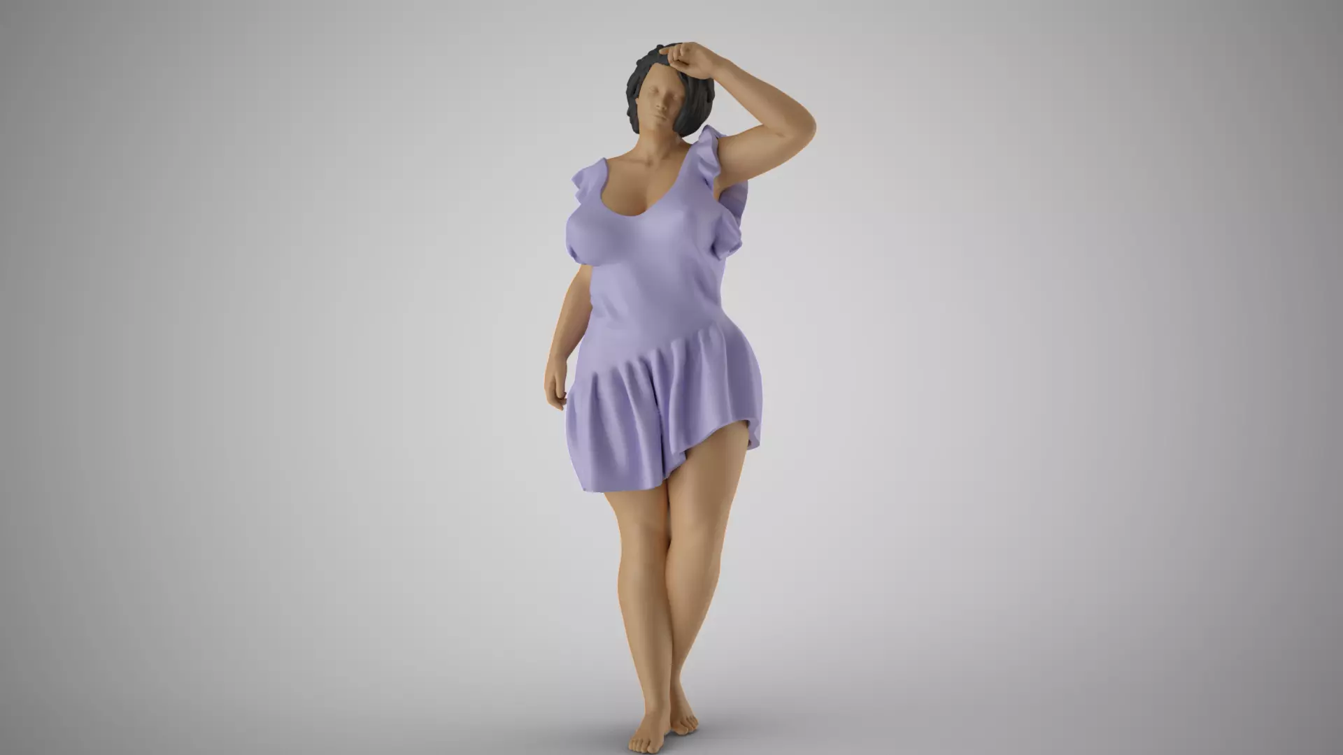 Fatigue 2 woman in dress 3D print model_0