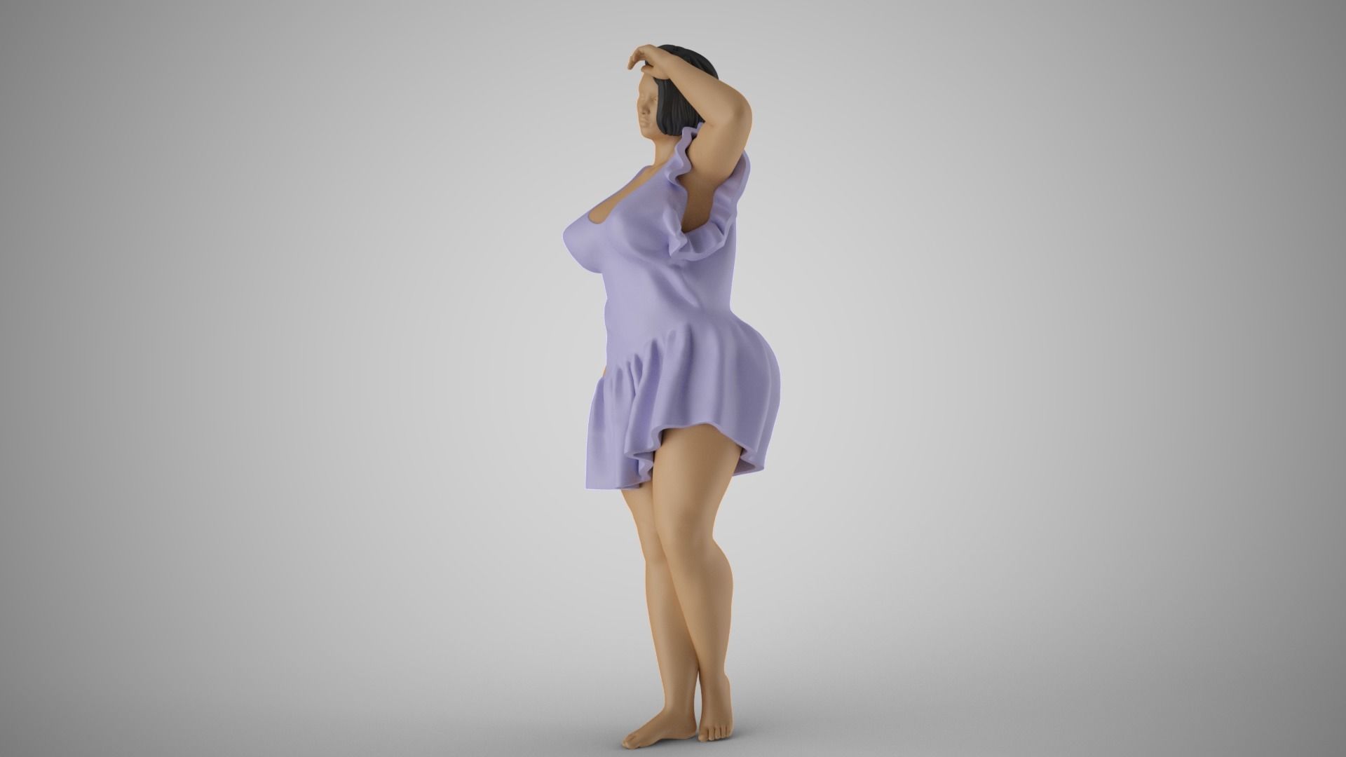 Fatigue 2 woman in dress 3D print model_10