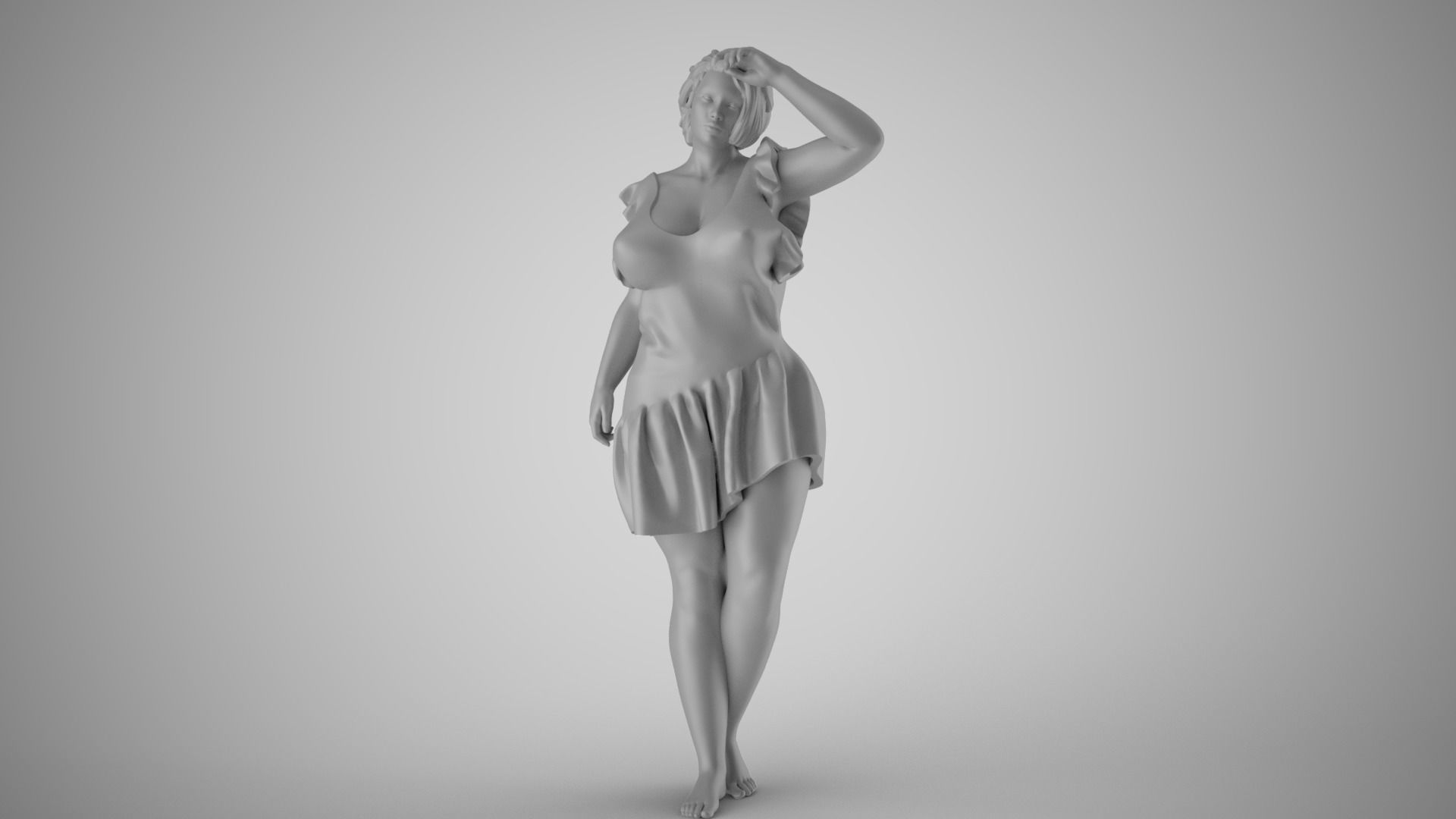 Fatigue 2 woman in dress 3D print model_2