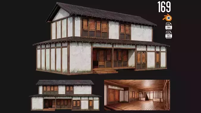 Old Japanese Building 4K Textures GameReady 169