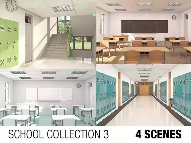 School Collection 3 lockers wall decal 