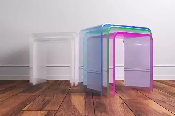 3-Piece Peekaboo Acrylic Side Table Set CB2 clear and colored 3D model