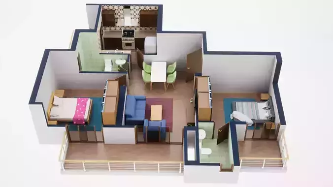 3D Floor Plan Model 38