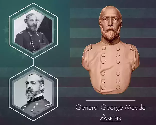 General George Meade bust sculpture 3D print model