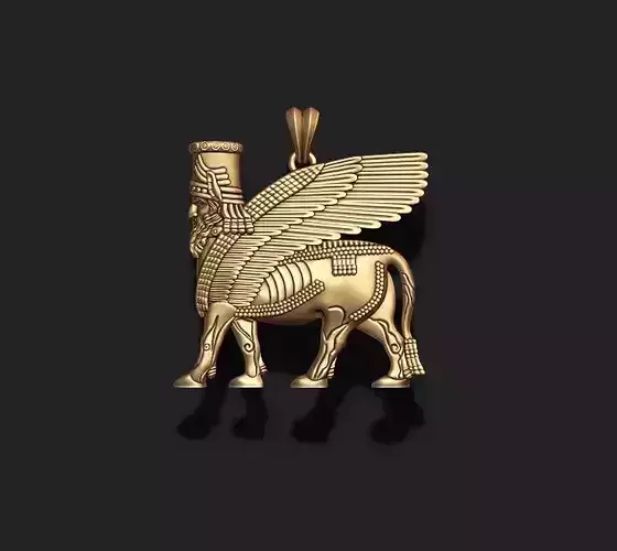 Assyrian winged bull pendant 3D print model