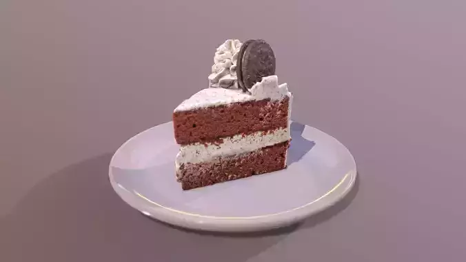 A Slice of Oreo Cookie Cake Low-poly 3D model